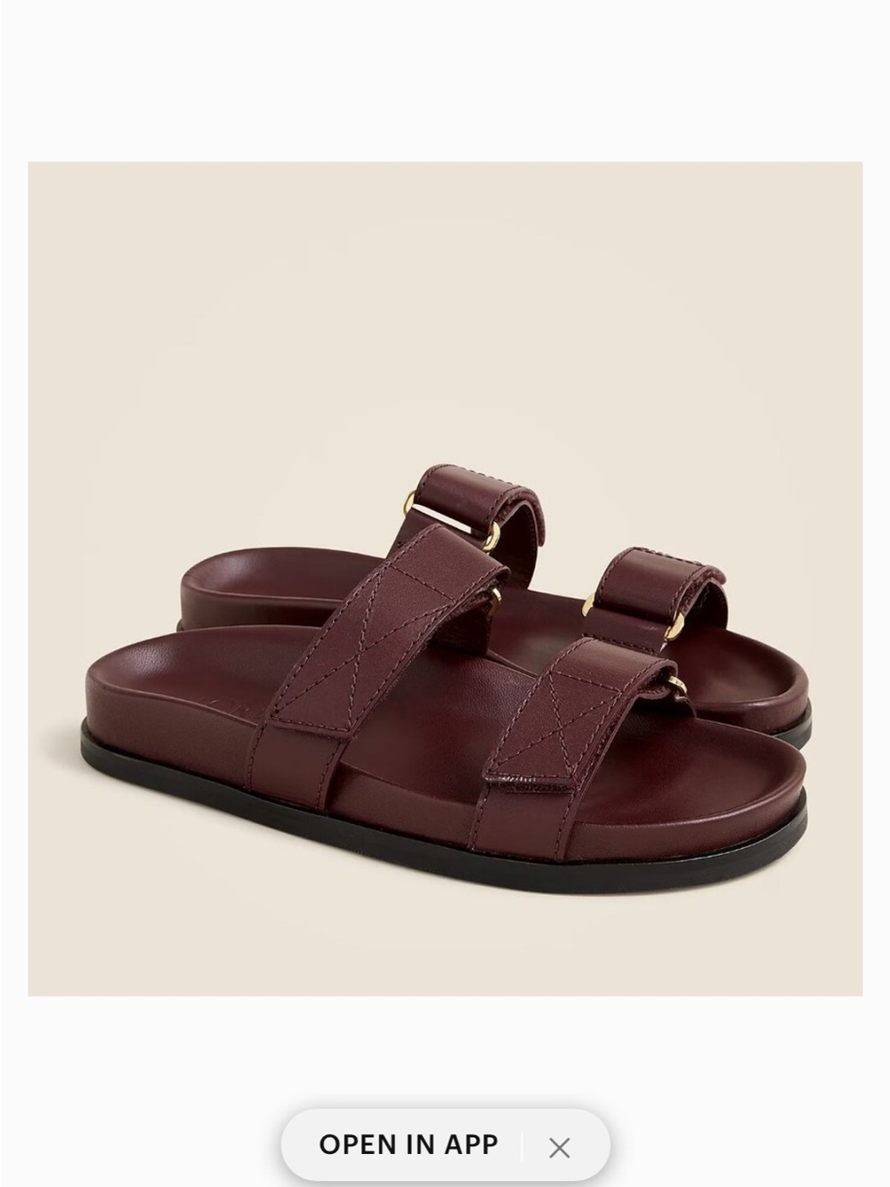J.Crew Malbec Colbie Wide Strap Leather Sandals, Size 9